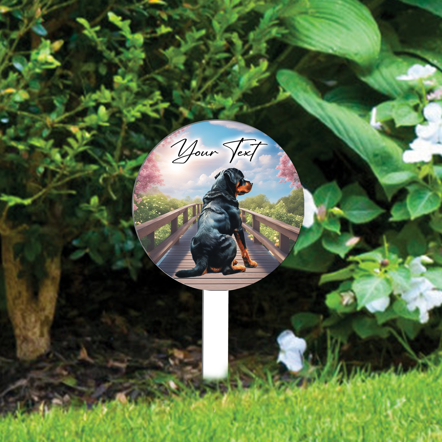 Personalised Bridge Dog Grave Marker - Rottweiler