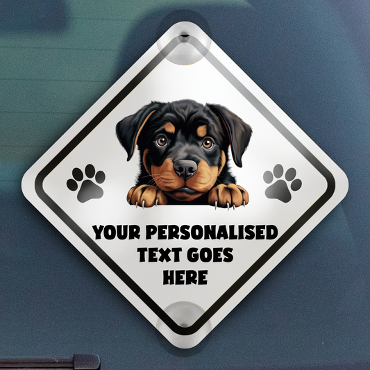 Personalised Dog On Board Car Window Sign - Rottweiler