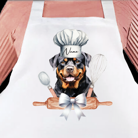 Personalised Pet Chef Dog – Rottweiler - Keepsake Gift Kitchen Baking Cooking Apron, by Floppsie Moppsie – floppsiemoppsie at floppsiemoppsie.co.uk