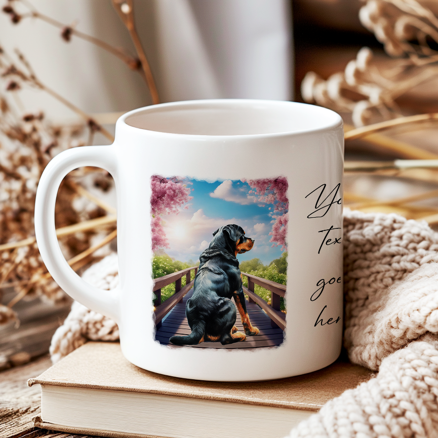 Personalised Bridge Dog Memorial Rottweiler - Keepsake Gift Mug, by Floppsie Moppsie – floppsiemoppsie at floppsiemoppsie.co.uk