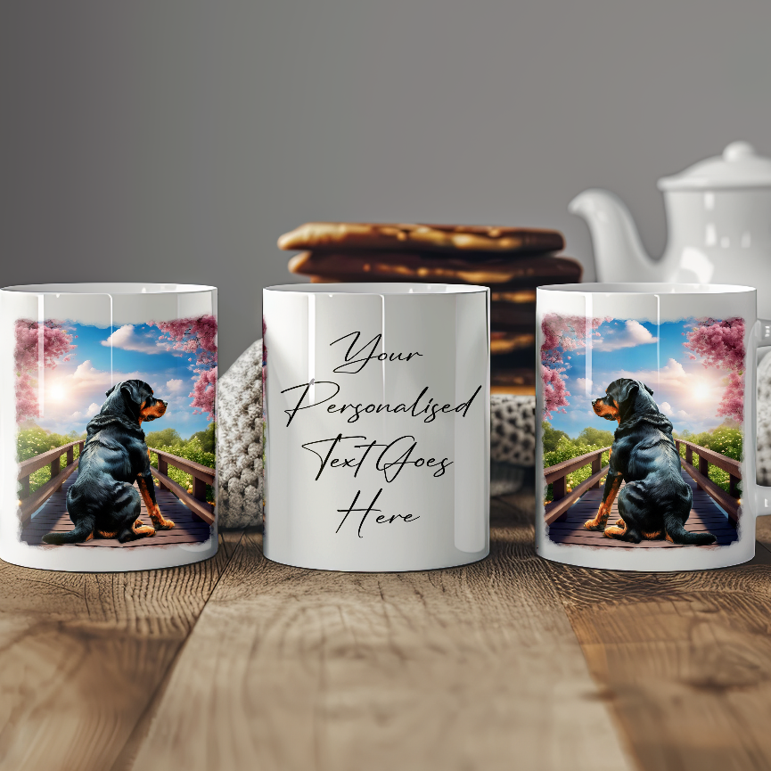 Personalised Bridge Dog Memorial Rottweiler - Keepsake Gift Mug, by Floppsie Moppsie – floppsiemoppsie at floppsiemoppsie.co.uk