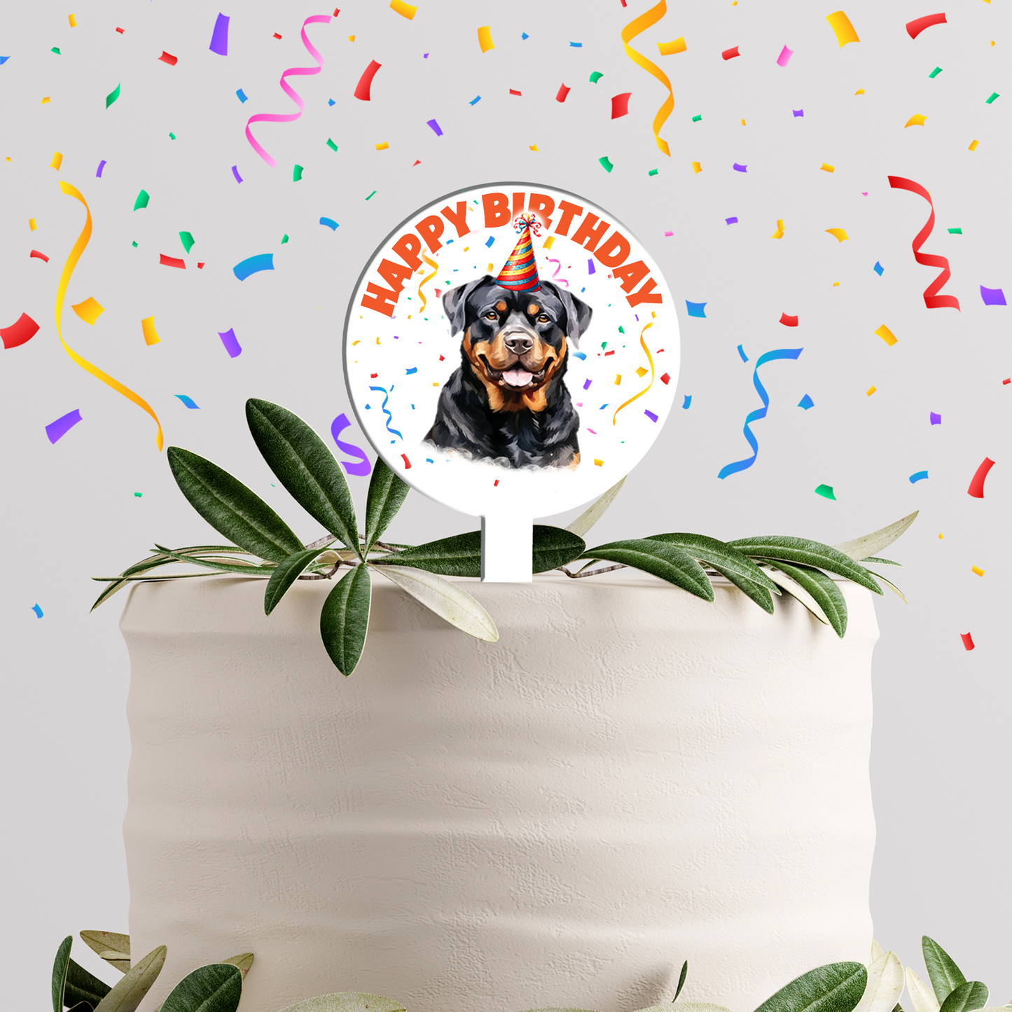 Personalised Dog Party Hat Cake Topper - Rottweiler