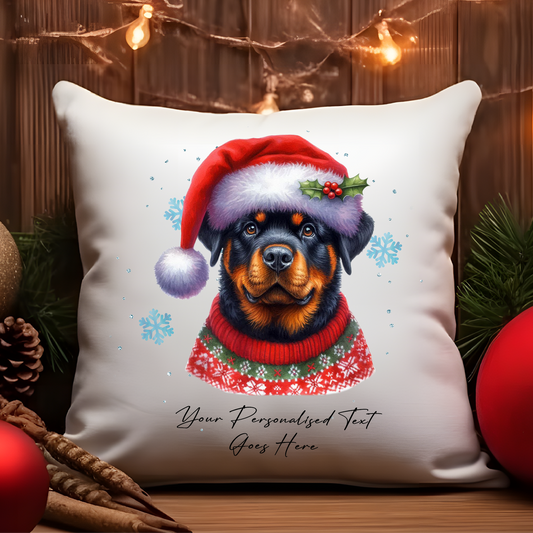 Personalised Rottweiler Dog Christmas Jumper Cushion Cover Gift