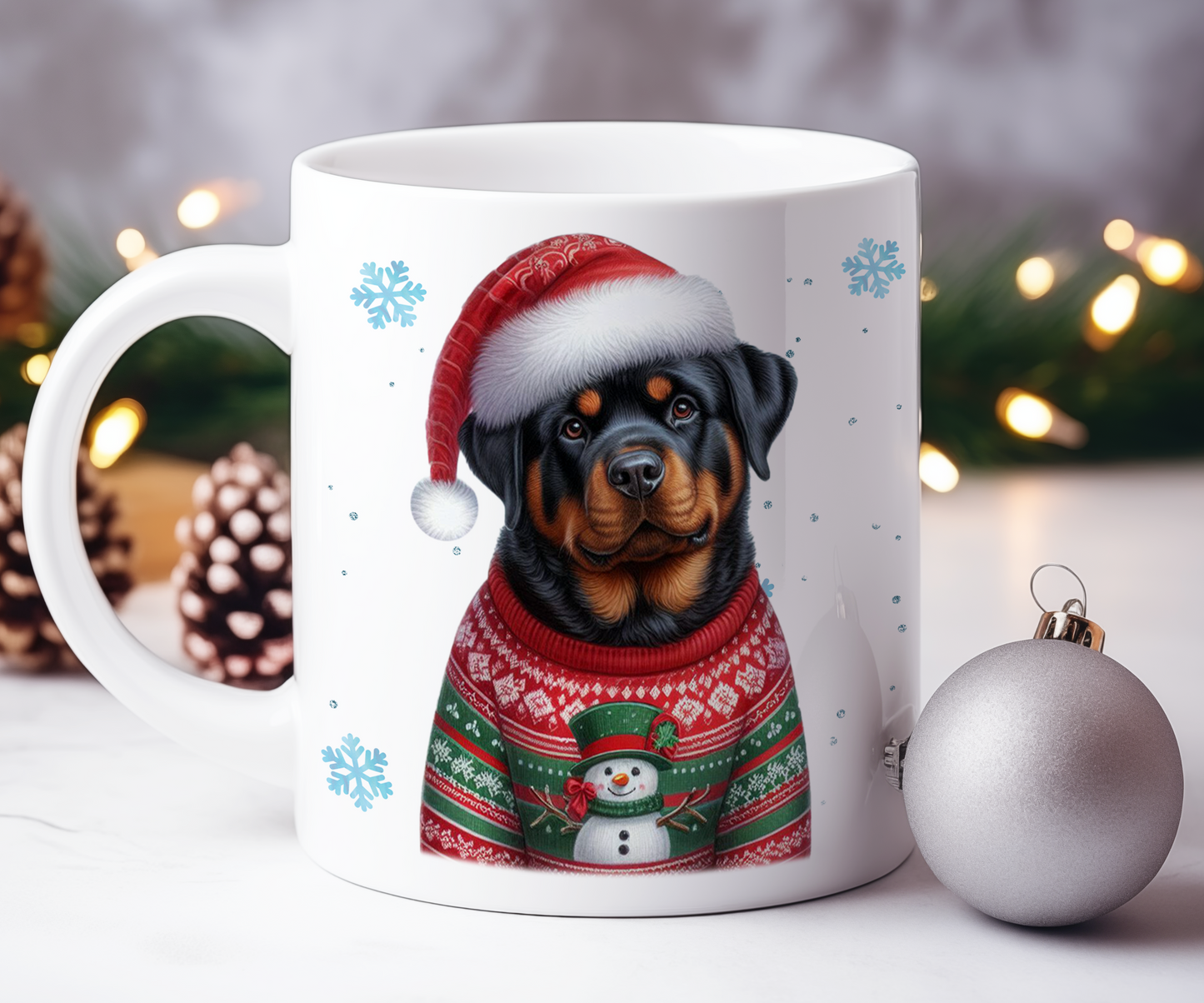 Personalised Rottweiler - Dog Christmas Jumper Gift Mug - Style B