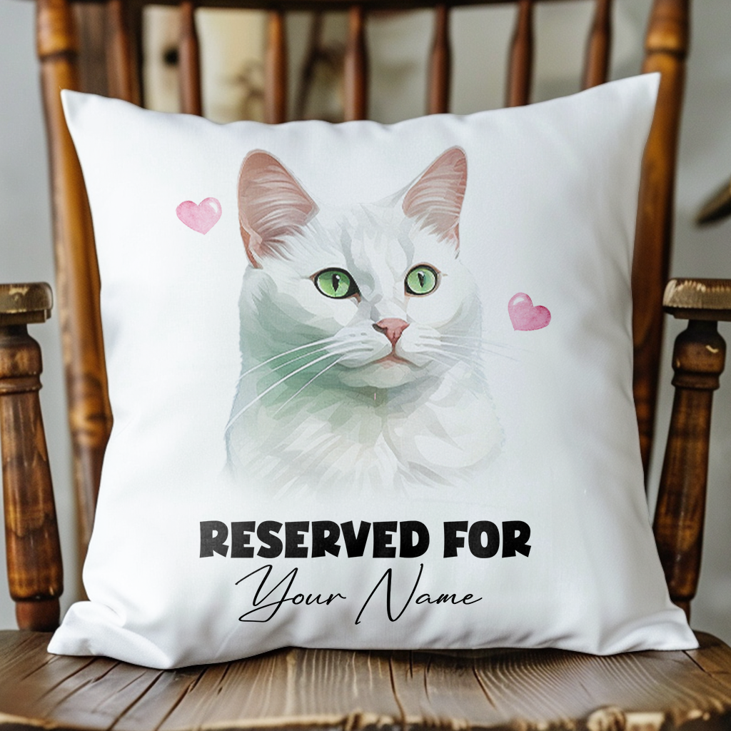 Personalised Russian White Cat RESERVED FOR - Cushion Cover Gift