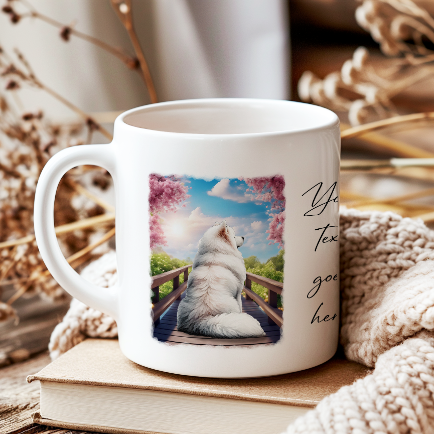 Personalised Bridge Dog Memorial Samoyed - Keepsake Gift Mug, by Floppsie Moppsie – floppsiemoppsie at floppsiemoppsie.co.uk