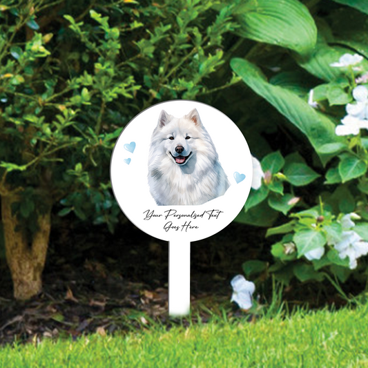 Personalised Dog Love Heart Grave Marker - Samoyed