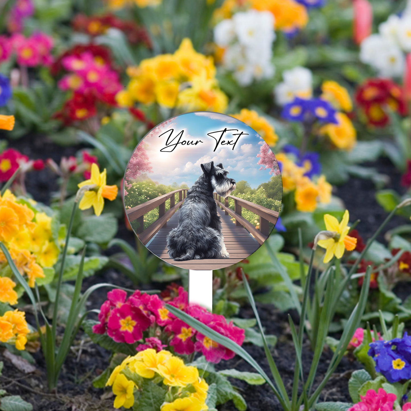 Personalised Bridge Dog Grave Marker - Schnauzer