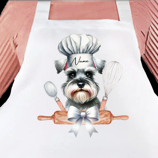 Personalised Pet Chef Dog – Schnauzer - Keepsake Gift Kitchen Baking Cooking Apron, by Floppsie Moppsie – floppsiemoppsie at floppsiemoppsie.co.uk