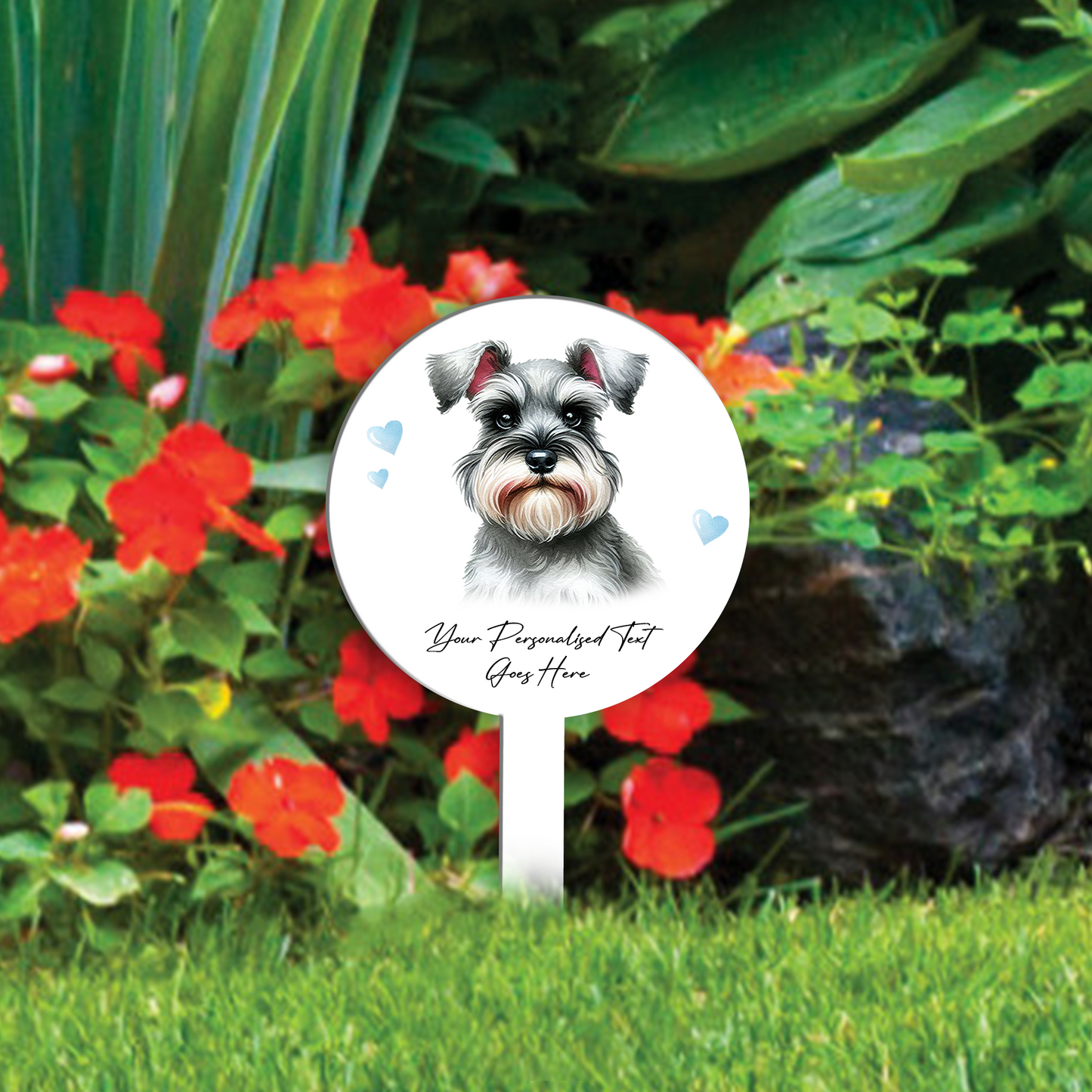 Personalised Dog Love Heart Grave Marker - Schnauzer