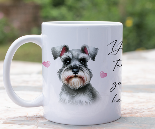 Personalised Dog Gift Mug - Schnauzer with Custom Message and Optional Hearts