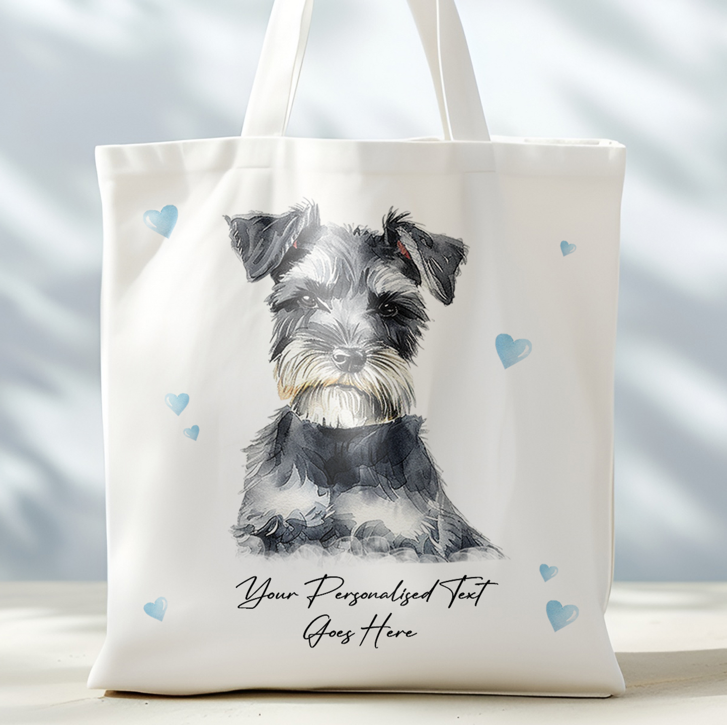 Personalised Dog Love Hearts Schnauzer Tote Bag B