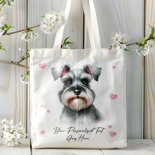 Personalised Dog Love Hearts Schnauzer Tote Bag