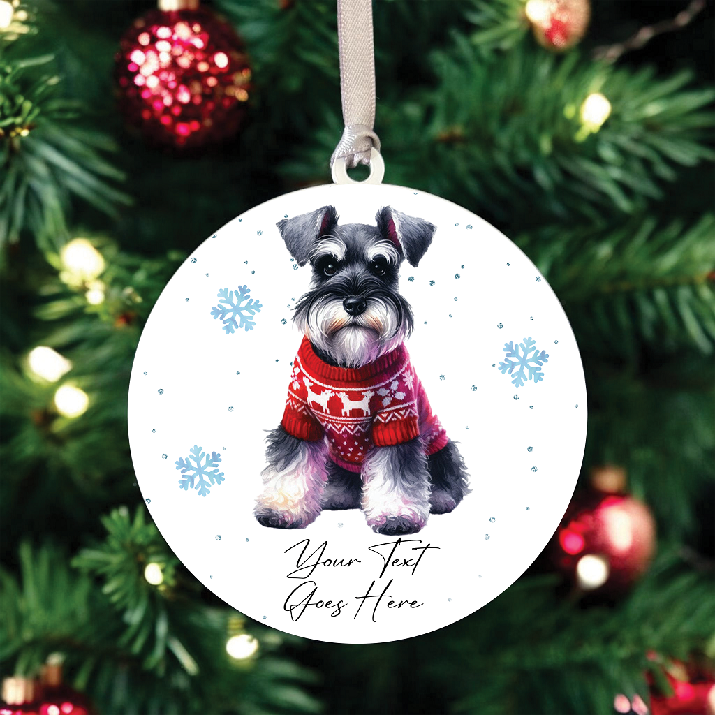 A Personalised Samoyed Jumper Dog Hanging Bauble Decoration