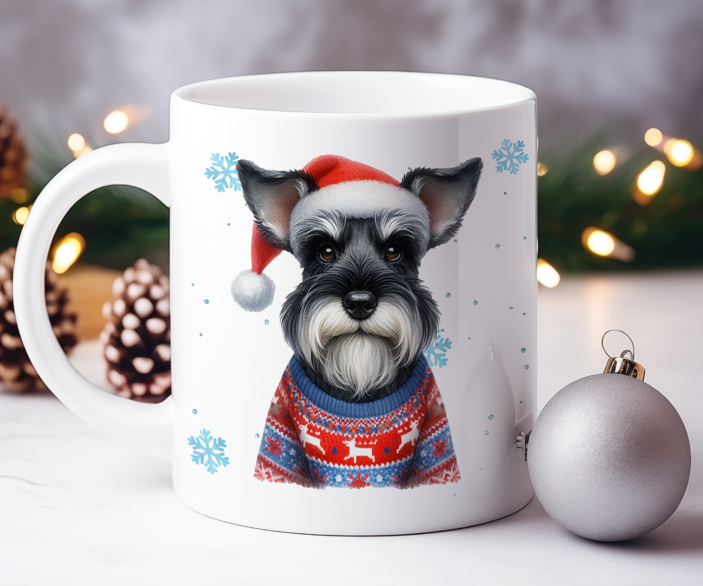 Personalised Schnauzer - Dog Christmas Jumper Gift Mug - Style B