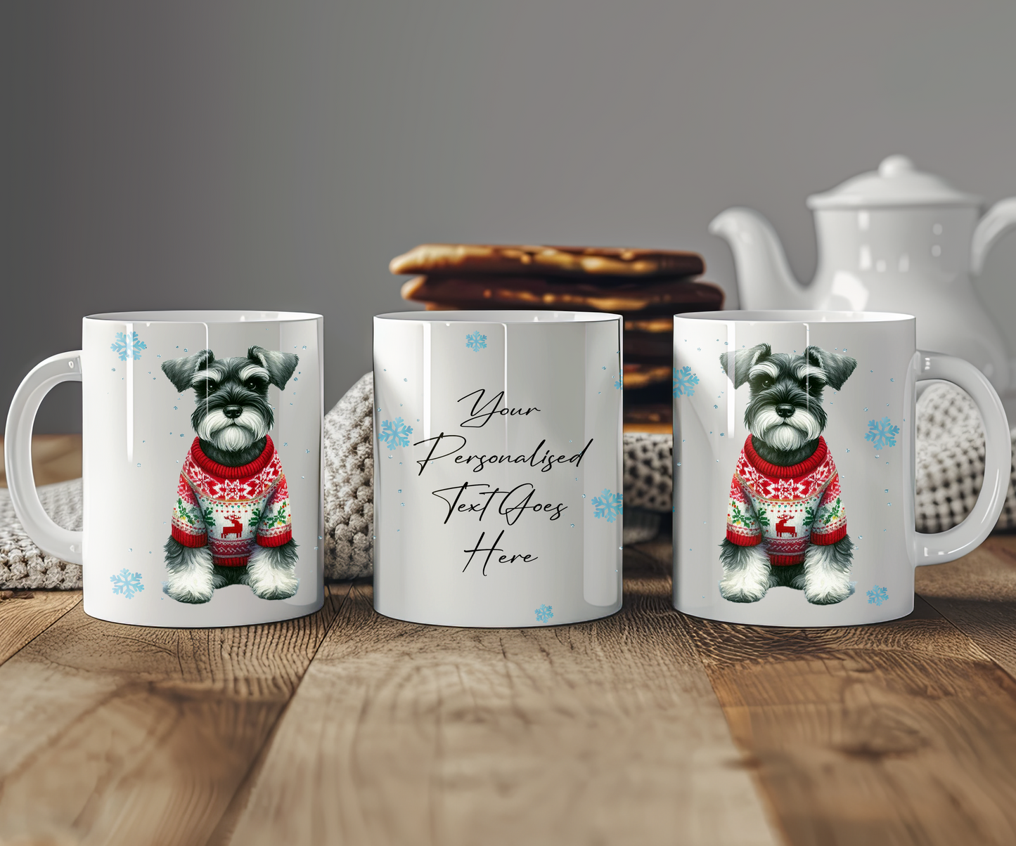 Personalised Schnauzer - Dog Christmas Jumper Gift Mug - Style C