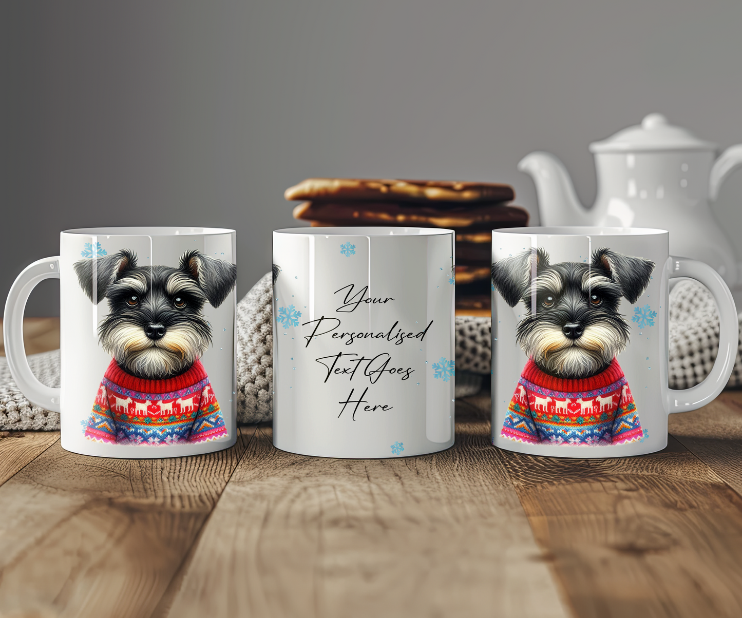 Personalised Schnauzer - Dog Christmas Jumper Gift Mug - Style D