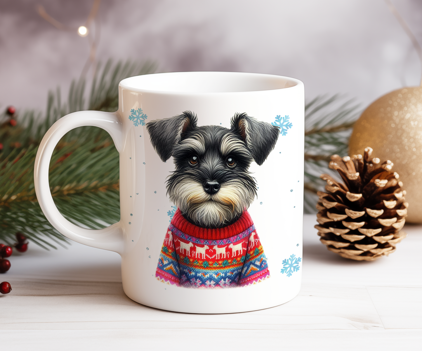 Personalised Schnauzer - Dog Christmas Jumper Gift Mug - Style D