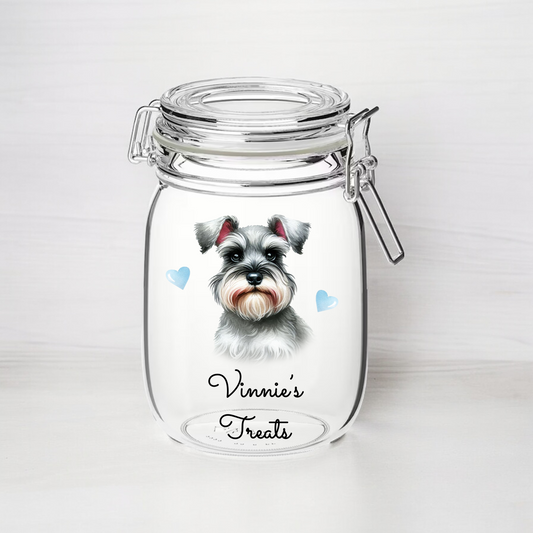 Personalised Schnauzer - Dog Treat Kilner Style Gift Jar - DGJR39