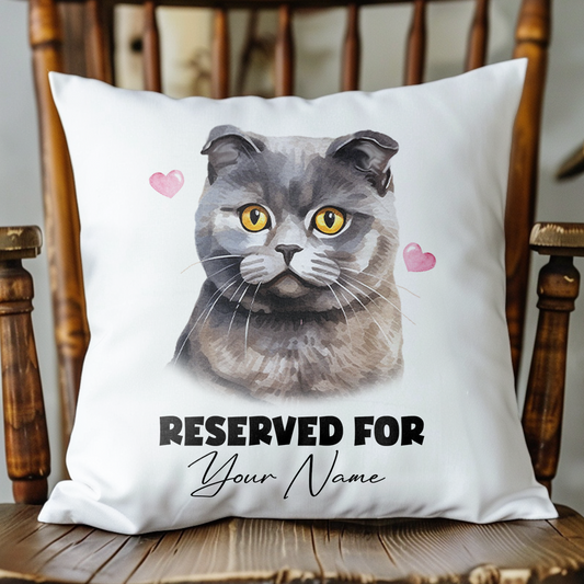 Personalised Scottish Fold Cat RESERVED FOR - Cushion Cover Gift