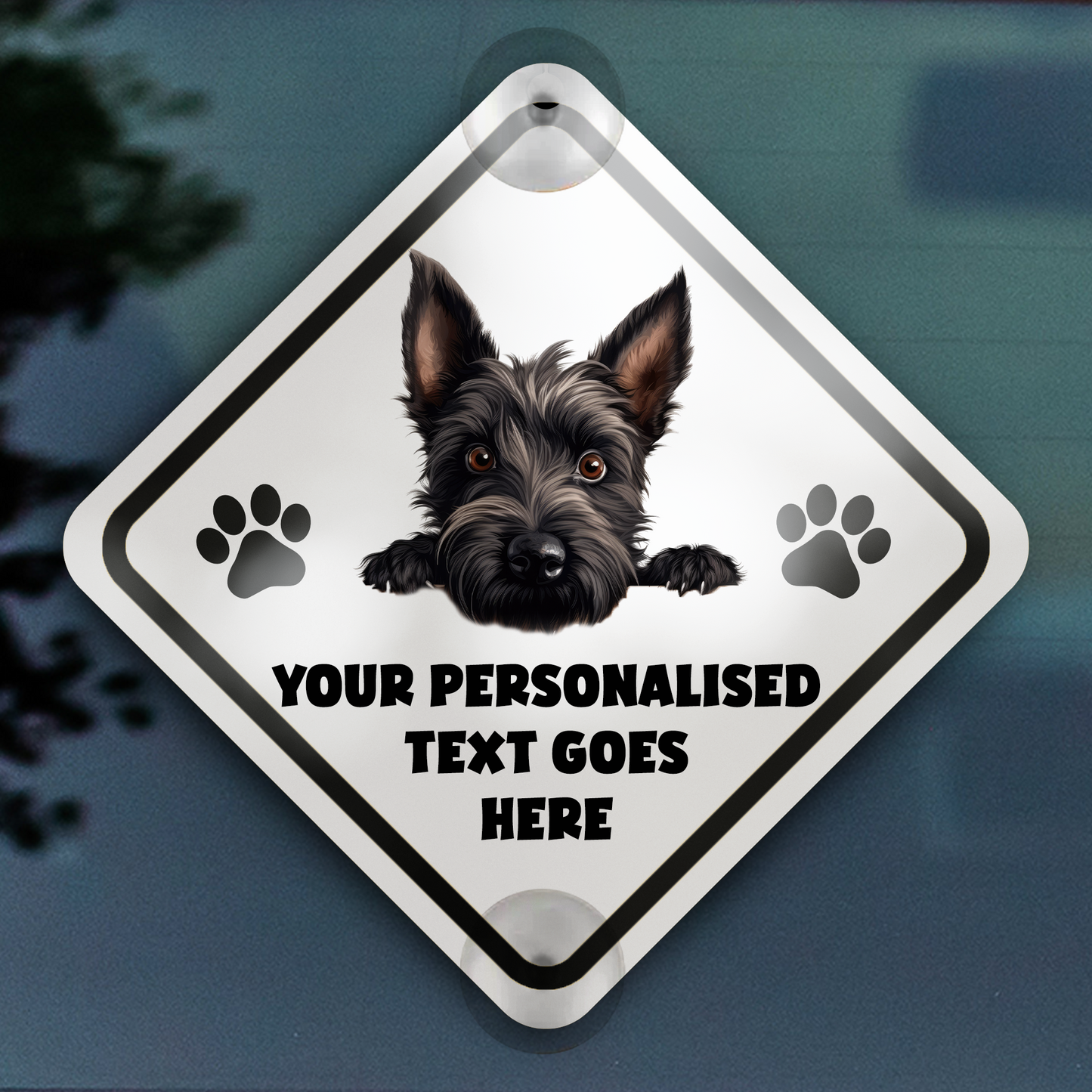 Personalised Dog On Board Car Window Sign - Scottish Terrier