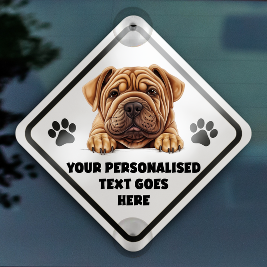 Personalised Dog On Board Car Window Sign - Shar Pei