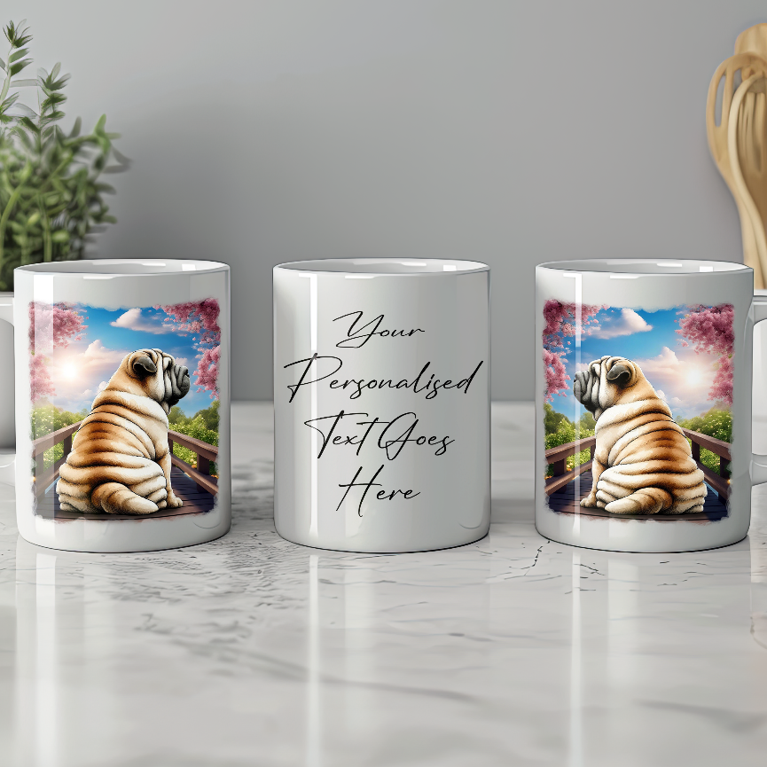 Personalised Bridge Dog Memorial Shar-Pei - Keepsake Gift Mug, by Floppsie Moppsie – floppsiemoppsie at floppsiemoppsie.co.uk