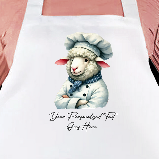 Personalised Watercolour Animal Chef Sheep Cooking Apron