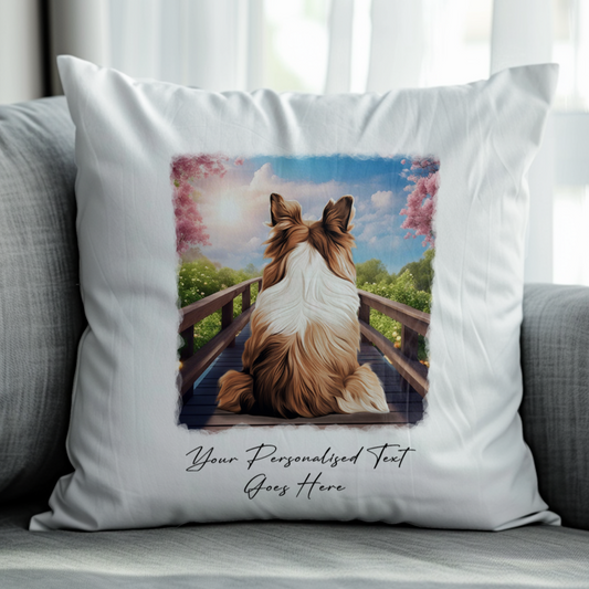 Personalised Bridge Dog Memorial Shetland Sheepdog - Keepsake Gift Cushion, by Floppsie Moppsie – floppsiemoppsie at floppsiemoppsie.co.uk