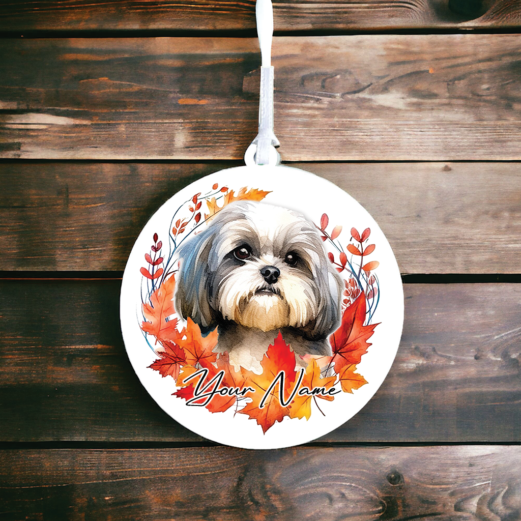 Personalised Schnauzer Autumn Dog Wreath Hanging Decoration