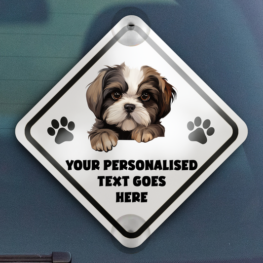 Personalised Dog On Board Car Window Sign - Shih Tzu