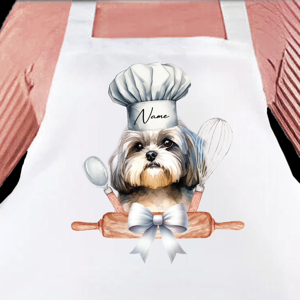 Personalised Pet Chef Dog – Shih Tzu - Keepsake Gift Kitchen Baking Cooking Apron, by Floppsie Moppsie – floppsiemoppsie at floppsiemoppsie.co.uk