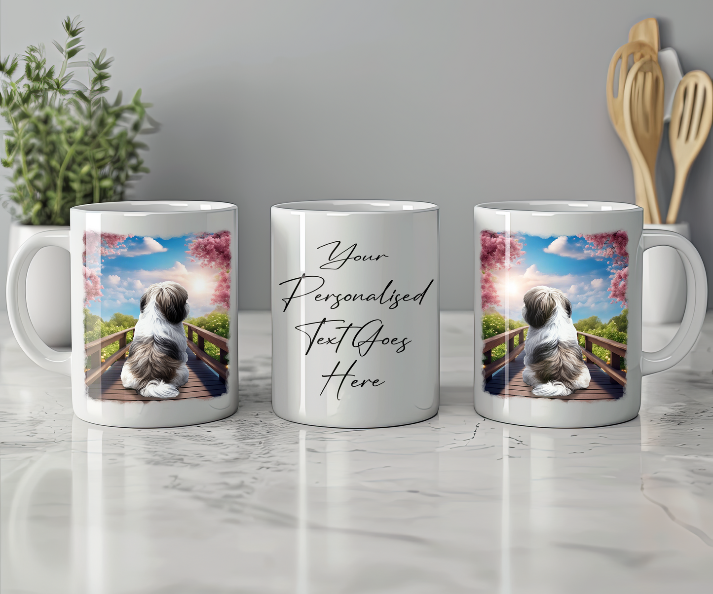 Shar-Pei on a Bridge Personalised Dog Mug