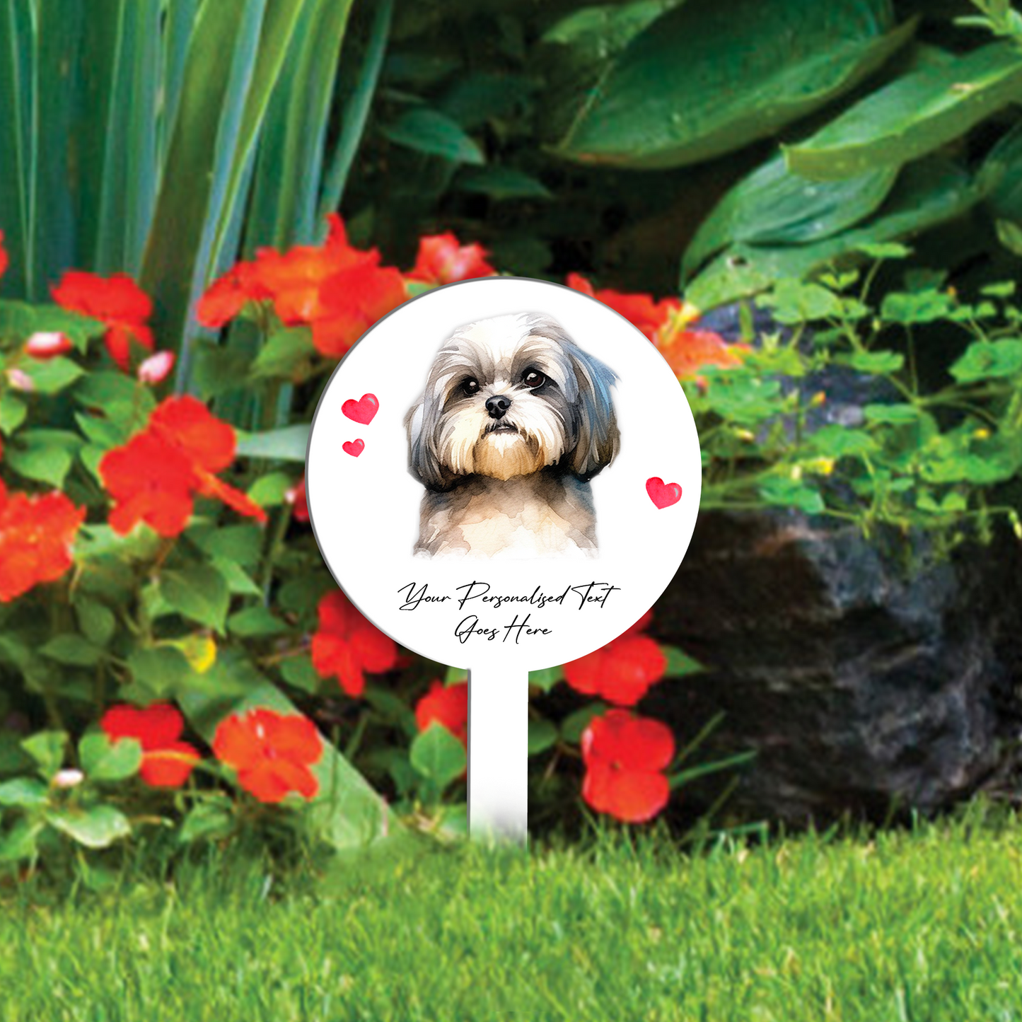 Personalised Dog Love Heart Grave Marker - Shih Tzu