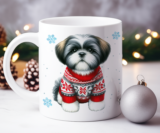 Personalised Shih Tzu - Dog Christmas Jumper Gift Mug - Style B