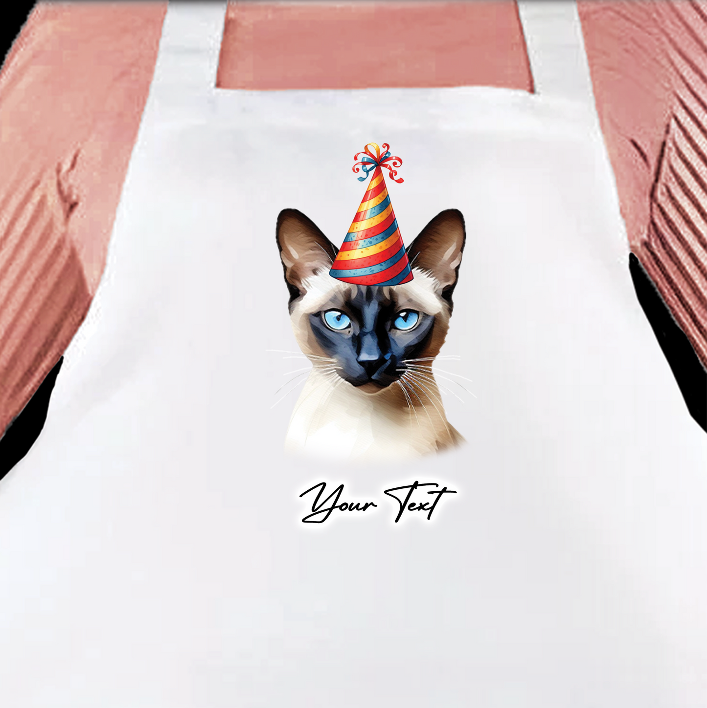 Personalised Cat Birthday Party Hat Cooking Apron - Siamese