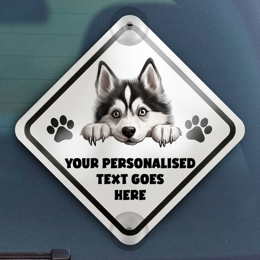 Personalised Dog On Board Car Window Sign - Husky