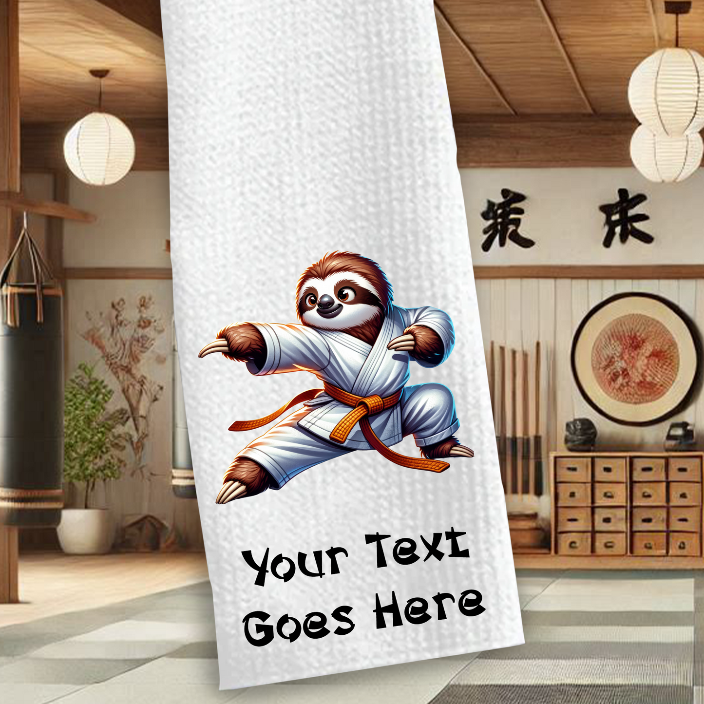 Personalised Sloth Martial Arts Animals Karate Gi Sports Towel