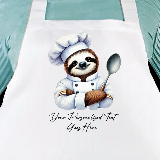 Personalised Watercolour Animal Chef Sloth Cooking Apron