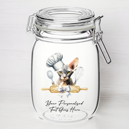 Personalised Sphynx Chef Cat - Kilner Style Gift Jar