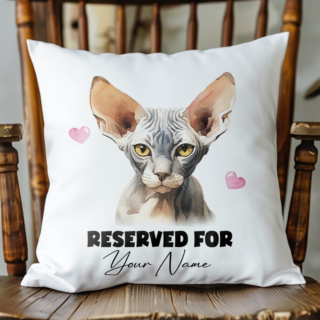 Personalised Sphynx Cat RESERVED FOR - Cushion Cover Gift