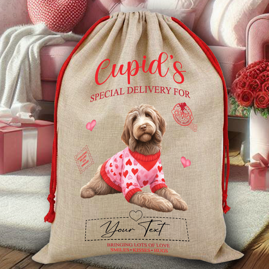 Personalised Dog Love Heart Valentine Anniversary Gift Sack - Spinone Italiano