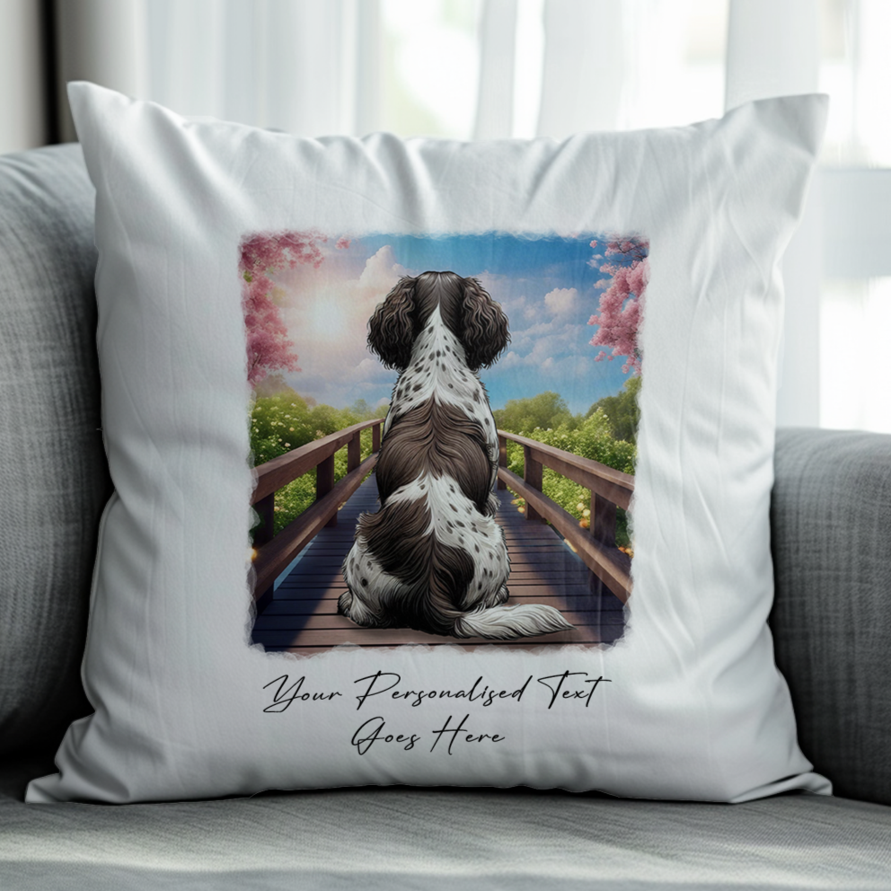 Personalised Bridge Dog Memorial Springer Spaniel - Keepsake Gift Cushion, by Floppsie Moppsie – floppsiemoppsie at floppsiemoppsie.co.uk