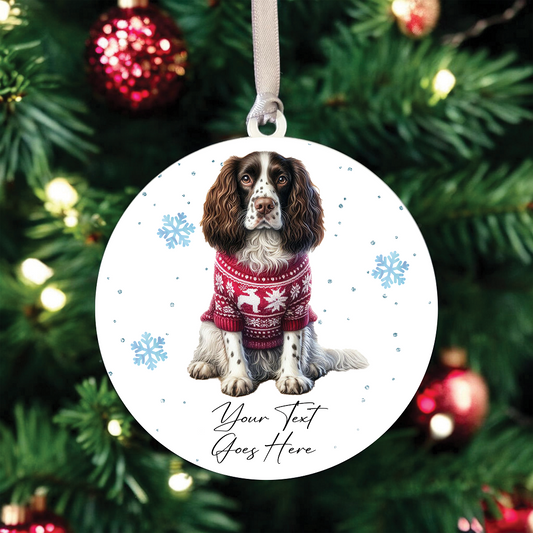 A Personalised Welsh Springer Spaniel Jumper Dog Hanging Bauble Decoration