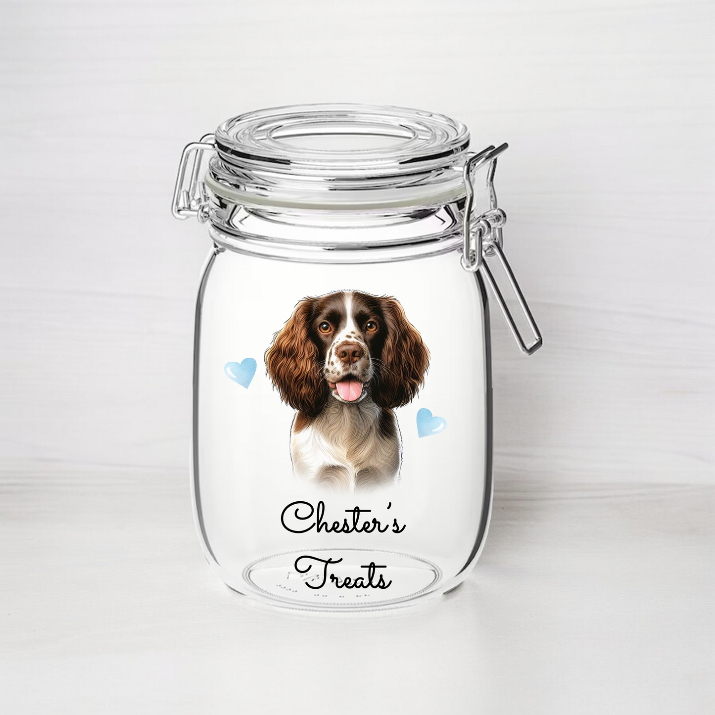 Personalised Springer Spaniel - Dog Treat Kilner Style Gift Jar B - DGJR40