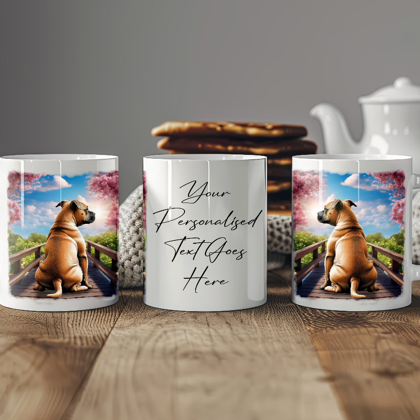 Personalised Bridge Dog Memorial Staffordshire Bull Terrier - Keepsake Gift Mug, by Floppsie Moppsie – floppsiemoppsie at floppsiemoppsie.co.uk