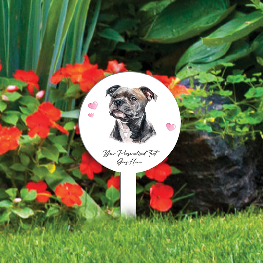 Personalised Dog Love Heart Grave Marker - Staffordshire Bull Terrier