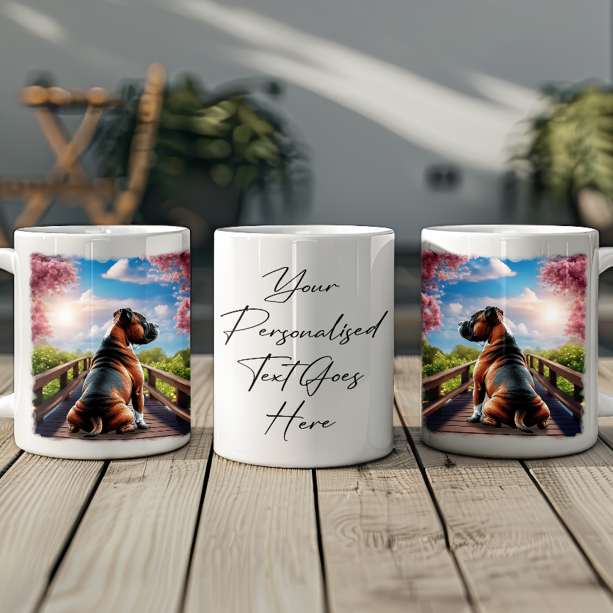 Personalised Bridge Dog Memorial Red Staffordshire Bull Terrier - Keepsake Gift Mug, by Floppsie Moppsie – floppsiemoppsie at floppsiemoppsie.co.uk