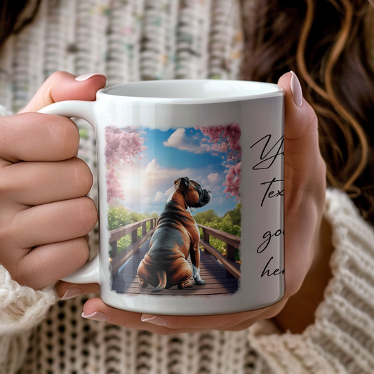 Personalised Bridge Dog Memorial Red Staffordshire Bull Terrier - Keepsake Gift Mug, by Floppsie Moppsie – floppsiemoppsie at floppsiemoppsie.co.uk