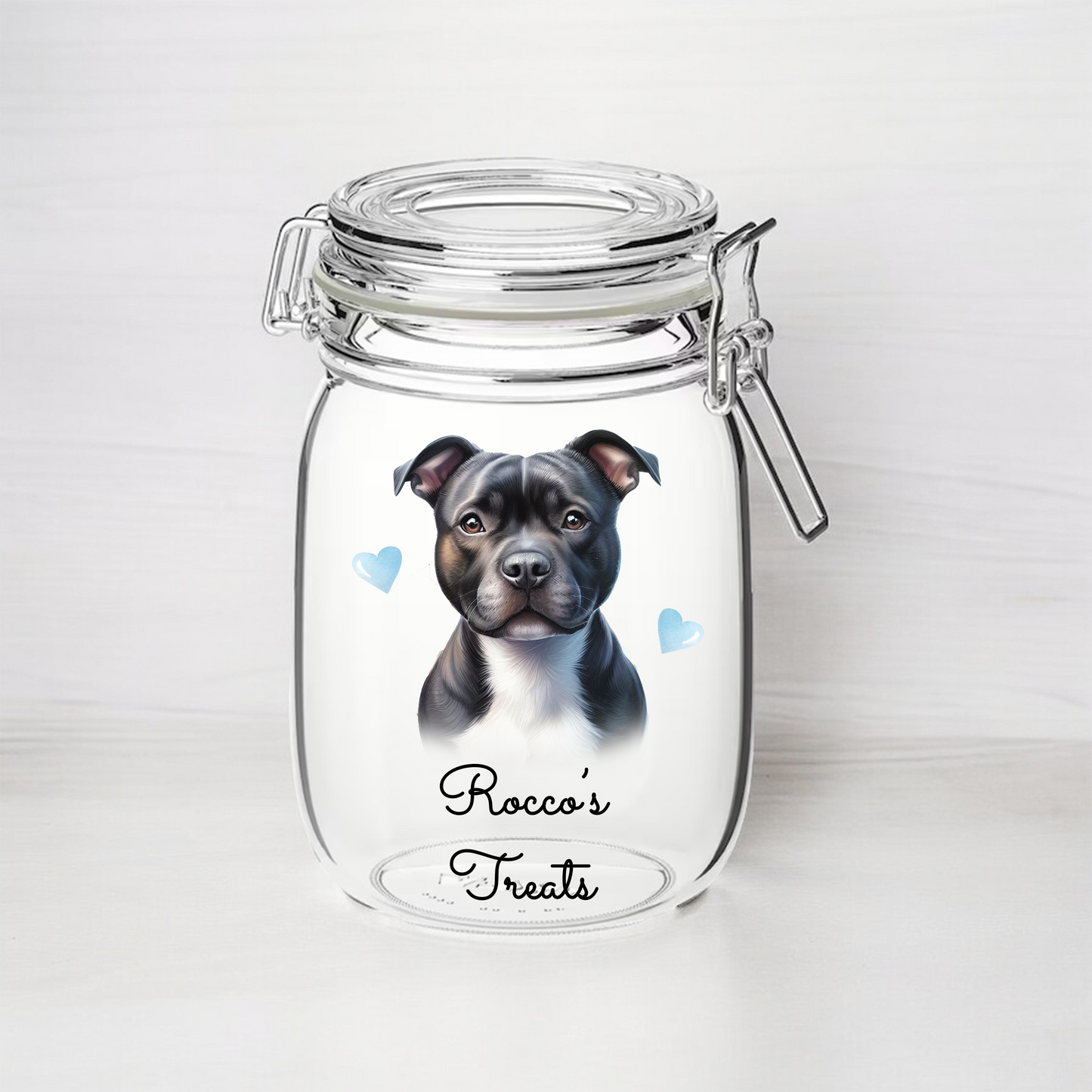 Personalised Staffordshire Bull Terrier - Dog Treat Kilner Style Gift Jar  - DGJR44